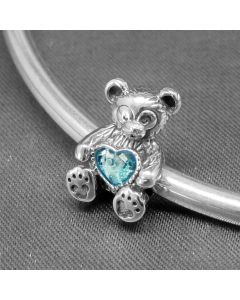 Charms for Bracelet,925 Sterling Silver Charms,Pandora Charms,Charms for Pandora Charm Bracelet,Bear Heart Letter Duffy Blue Zircon Charm