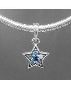 925 Sterling Silver Charms,Pentagram Colorful Zircon Dangle Charm,Charms for Pandora Charm Bracelet,Pandora Charms,Charms for Bracelet