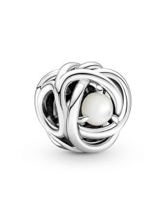 Charms for Pandora Charm Bracelet,Pandora Charms,June-Pearl White Mother of Pearl Eternity Circle Birthstone Charm