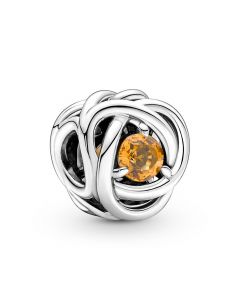 Charms for Pandora Charm Bracelet,November-Citrine Honey Eternity Circle Birthstone Zircon Charm,925 Sterling Silver Charms,Pandora Charms
