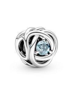 Pandora Charms,Charms for Pandora Charm Bracelet,March-Aquamarine Sea Aqua Blue Eternity Circle Birthstone Zircon Charm