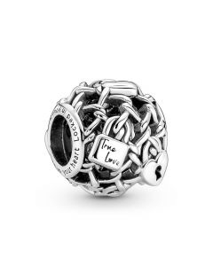 925 Sterling Silver Charms,Openwork Chain Link Padlock Charm,Charms for Pandora Charm Bracelet,Charms for Bracelet,Pandora Charms
