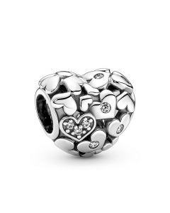 Sparkling Openwork Heart Zircon Charm,Charms for Bracelet,Pandora Charms,925 Sterling Silver Charms,Charms for Pandora Charm Bracelet