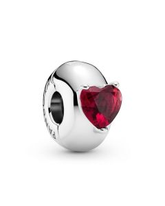 925 Sterling Silver Charms,Pandora Charms,Red Heart Solitaire Clip Zircon Charm,Charms for Bracelet,Charms for Pandora Charm Bracelet