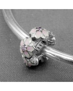 925 Sterling Silver Charms,Charms for Bracelet,Pandora Charms,Pink Flower Zircon Charm,Charms for Pandora Charm Bracelet
