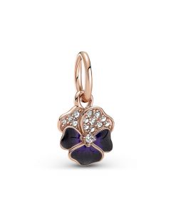 Charms for Pandora Charm Bracelet,925 Sterling Silver Charms,Charms for Bracelet,Pandora Charms,Deep Purple Pansy Flower Zircon Dangle Charm