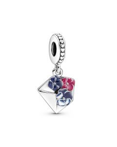 925 Sterling Silver Charms,Pansy Flower Envelope Dangle Charm,Charms for Bracelet,Pandora Charms,Charms for Pandora Charm Bracelet