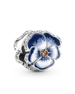 Charms for Bracelet,925 Sterling Silver Charms,Pansy Flower Zircon Charm,Charms for Pandora Charm Bracelet,Pandora Charms