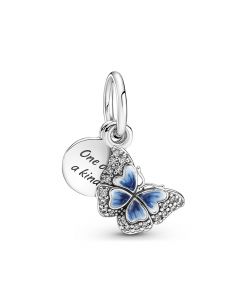 Pandora Charms,925 Sterling Silver Charms,Blue Butterfly & Quote Double Zircon Dangle Charm,Charms for Pandora Charm Bracelet
